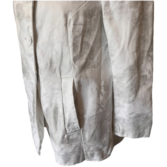 Kenar White Denim Swing Jacket with Silver Metallic Paint Brush Finish - Picture 8 of 16
